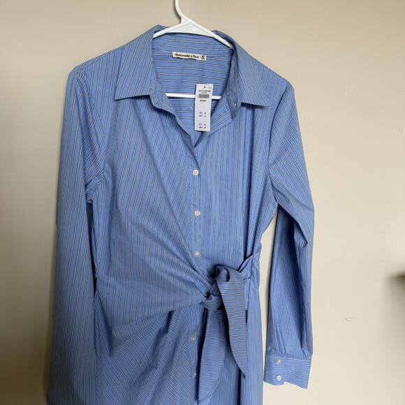 Abercrombie Womens Shirt Dress M Tall Striped Citycore Preppy Academia Capsule - Picture 3 of 7